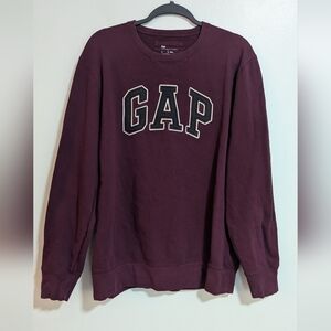 GAP Dark Red/Purple Pullover Long Sleeve Crew Neck Logo Sweater Tall Large